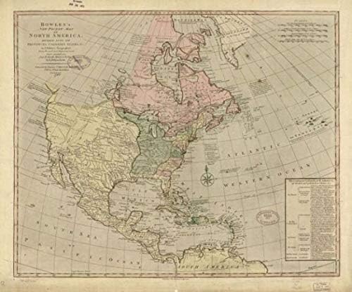1784 מפה | מפת הכיס החדשה של באולס של צפון אמריקה, המחולקת לפרובינציות, מושבות,